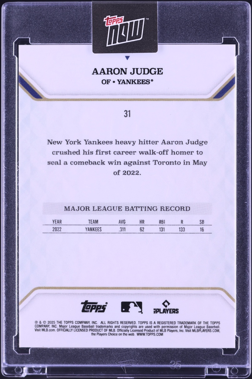 2025 Topps MLB MVP Collection Orange Foil Aaron Judge /25 #31
