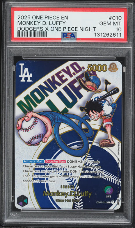 2025 One Piece Promo Dodgers Night Monkey D. Luffy #EB02-010 PSA