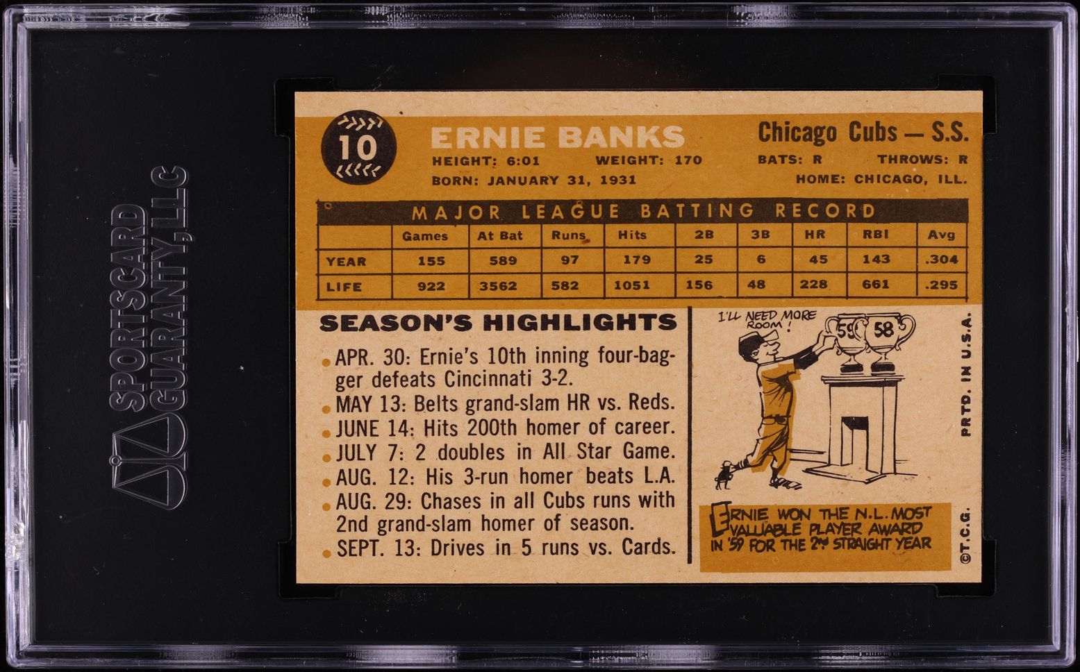 1960 Topps Ernie Banks #10 SGC 8 NM-MT