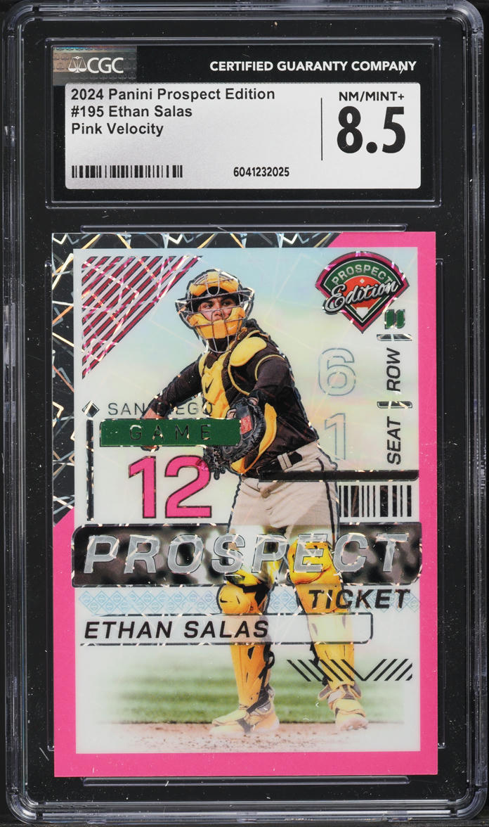 2024 Panini Pink Velocity Ethan Salas ROOKIE /79 #195 CGC 8.5 NM-MT+