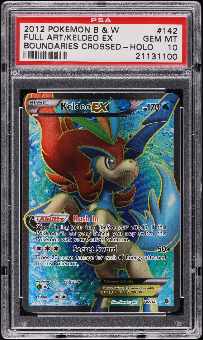 2012 Pokemon Black & White Boundaries Crossed Full Art Keldeo EX #142 PSA 10 GEM MINT