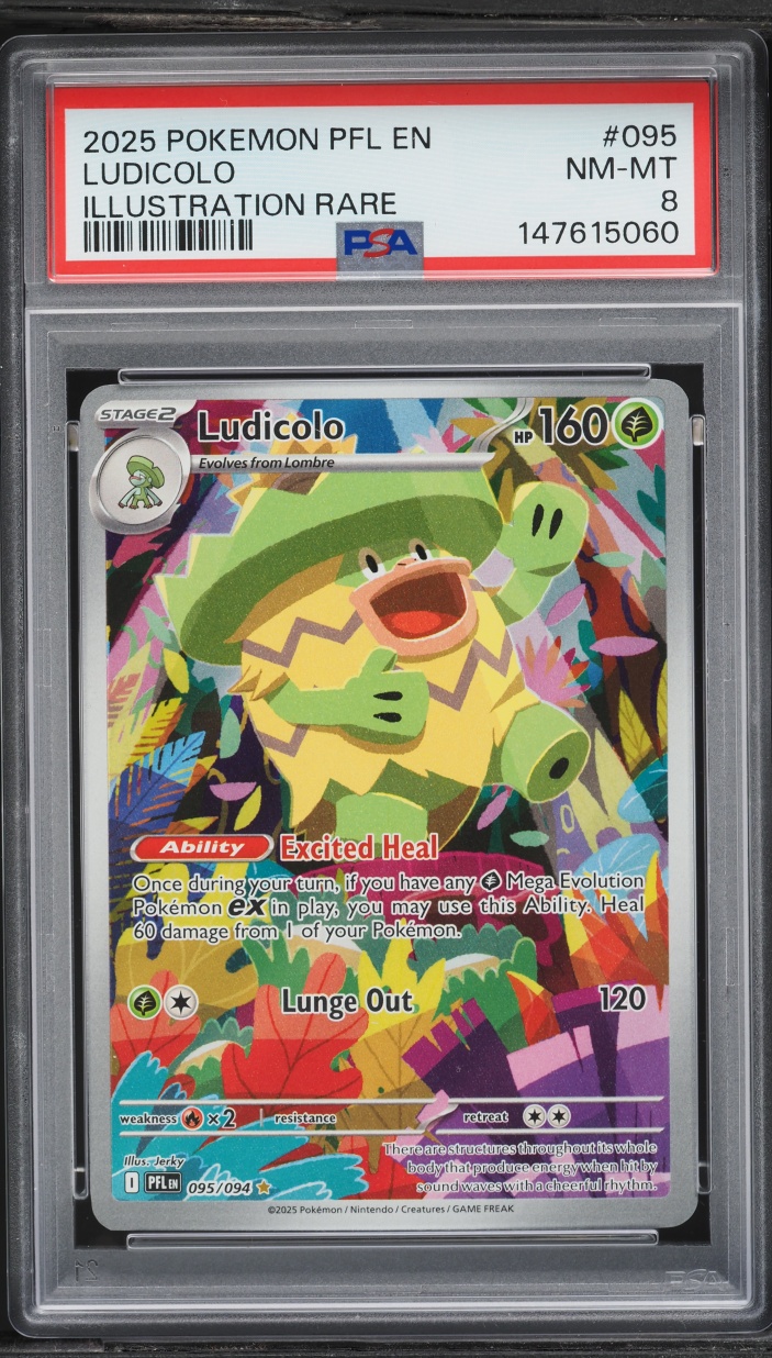 2025 Pokemon Mega Evolution Phantasmal Flames IR Ludicolo #095 PSA 8 NM-MT