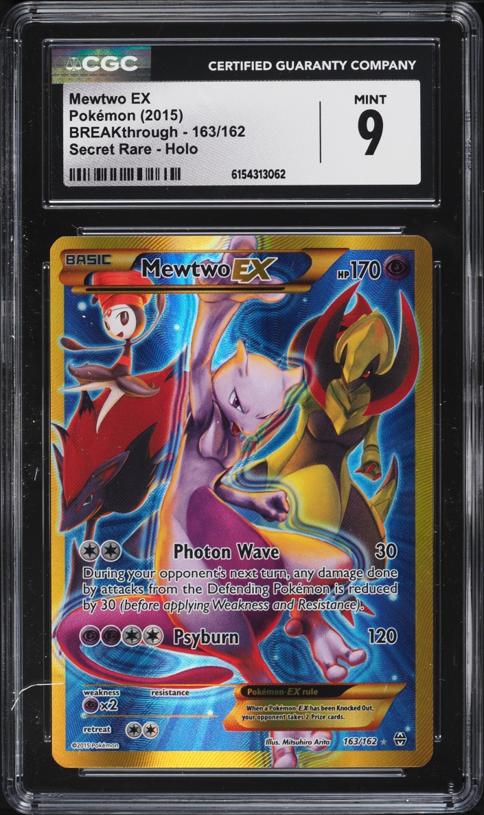 2015 Pokemon XY BREAKthrough Full Art Mewtwo EX #163 CGC 9 MINT