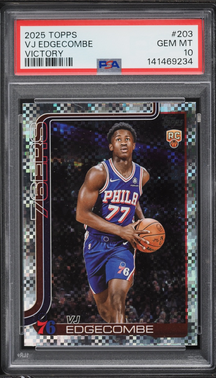2025 Topps Victory VJ Edgecombe ROOKIE #203 PSA 10 GEM MINT - Photo 1