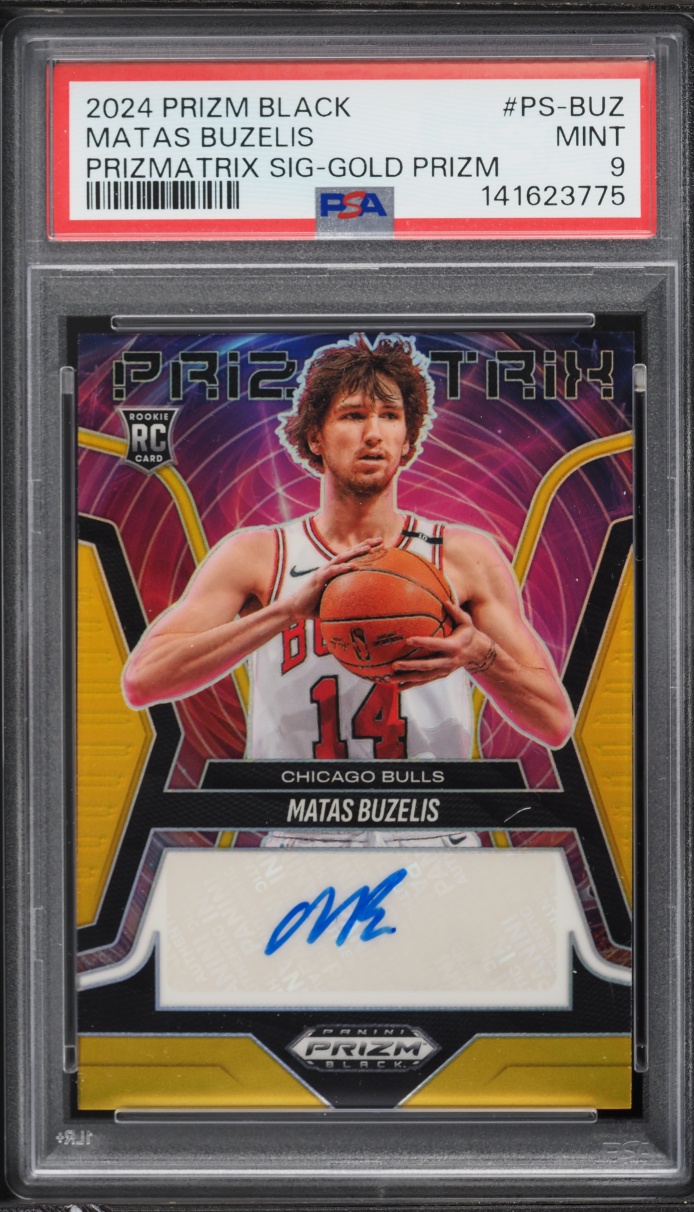 2024 Panini Prizm Black Prizmatrix Gold Matas Buzelis ROOKIE AUTO /10 #PS-BUZ PSA 9 MINT - Photo 1