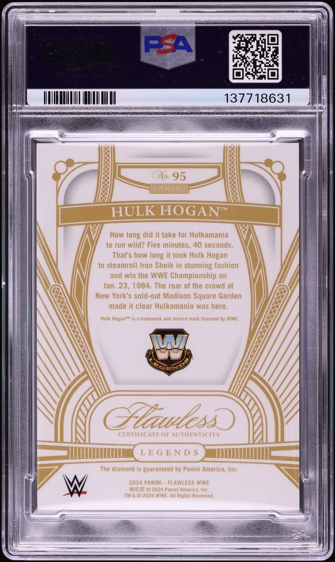2024 Panini Flawless WWE Gold Hulk Hogan /10 #95 PSA 9 MINT - Photo 2