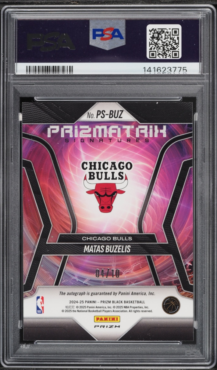 2024 Panini Prizm Black Prizmatrix Gold Matas Buzelis ROOKIE AUTO /10 #PS-BUZ PSA 9 MINT - Photo 2