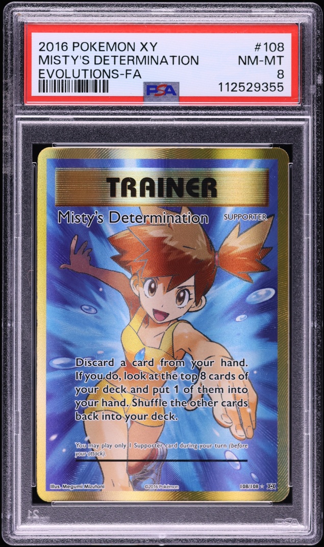 2016 Pokemon XY Evolutions Full Art Misty's Determination #108 PSA 8 NM-MT
