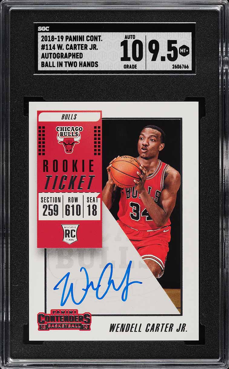 2018 Panini Contenders Wendell Carter Jr. ROOKIE AUTO #114 SGC 9.5 MINT+