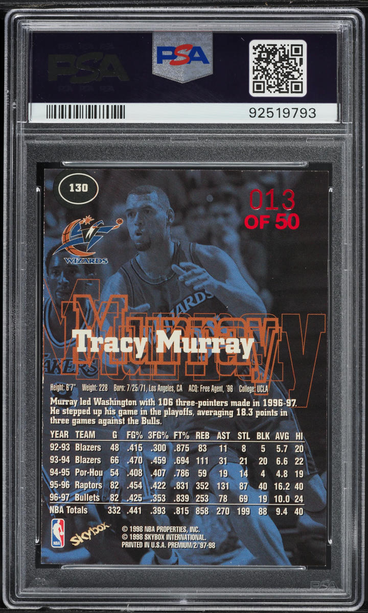 1997 Skybox Premium Star Rubies Tracy Murray /50 #130 PSA 8 NM-MT