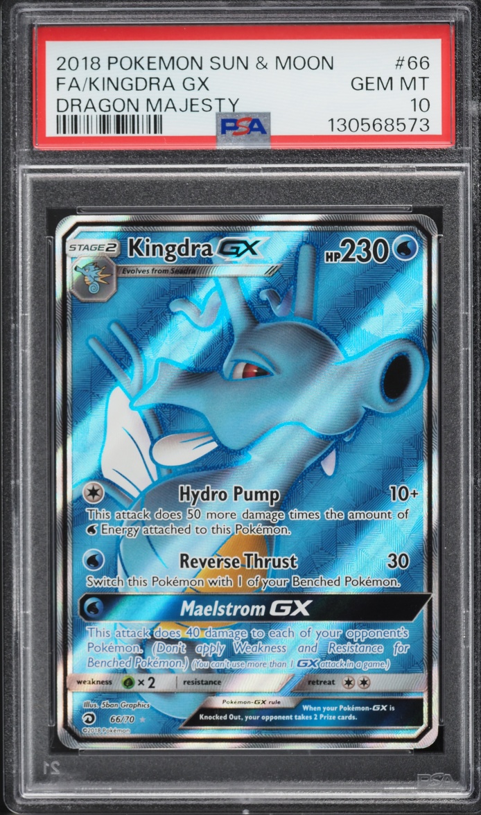 2018 Pokemon Sun & Moon Dragon Majesty Full Art Kingdra GX #66 PSA 10 GEM MINT