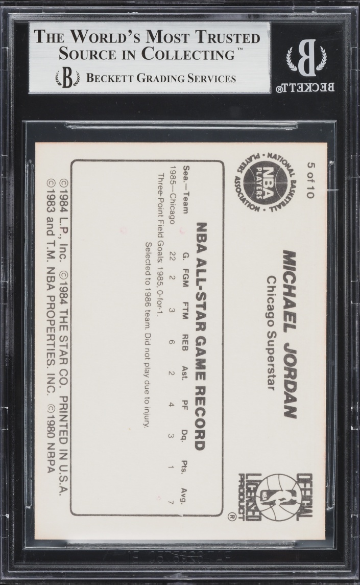 1986 Star Basketball Michael Jordan ROOKIE #5 BGS 8.5 NM-MT+