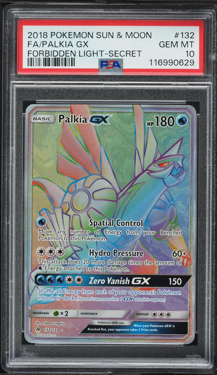 2018 Pokemon SM Forbidden Light Rainbow Rare Palkia GX #132 PSA 10 GEM MINT