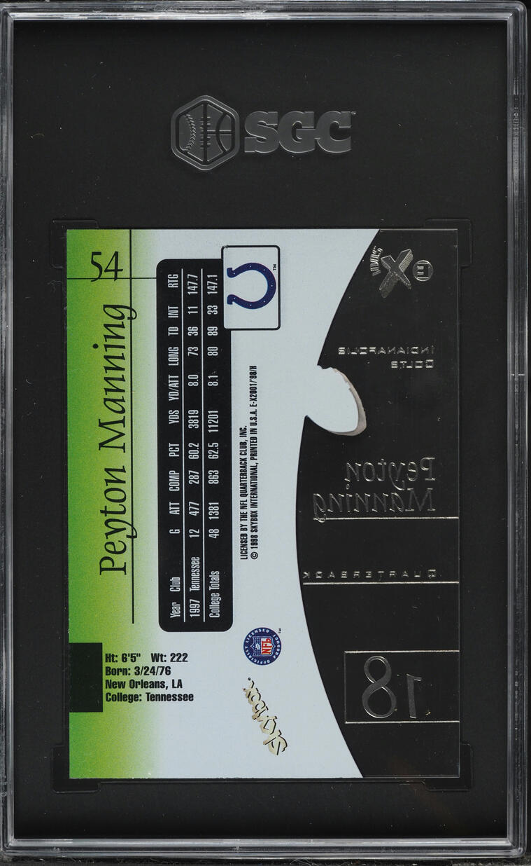 1998 Skybox E-X 2001 Peyton Manning ROOKIE #54 SGC 9 MINT