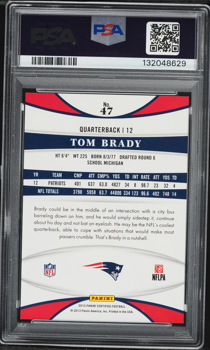 2013 Panini Certified Mirror Red Tom Brady /250 #47 PSA 9 MINT