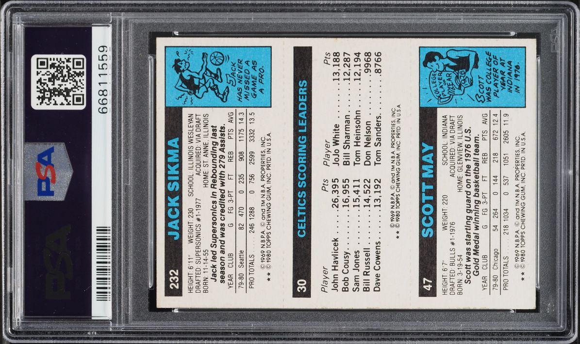 1980 Topps Basketball Scott May Larry Bird Jack Sikma ROOKIE PSA 8 NM-MT