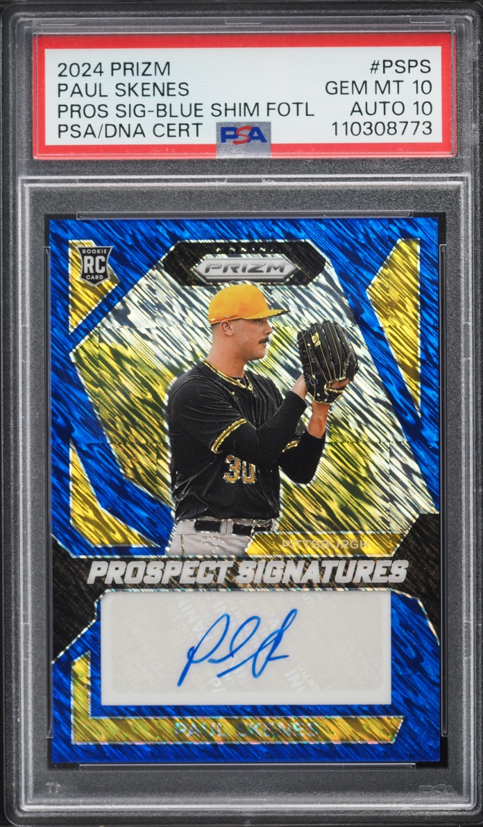 2024 Panini Prizm Blue Shimmer FOTL Paul Skenes ROOKIE AUTO DNA 10 8/8 #PS-PS PSA 10 GEM MINT
