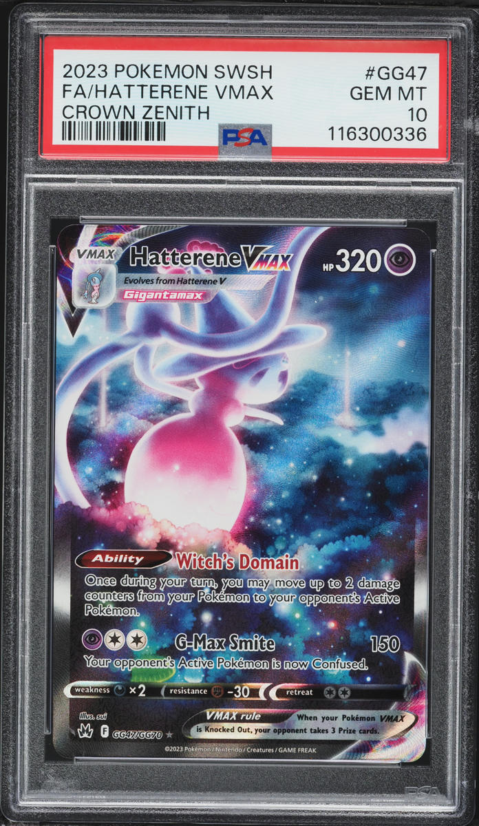 2023 Pokemon Sword & Shield Crown Zenith Alt Art Hatterene VMAX #GG47 PSA 10 GEM MINT