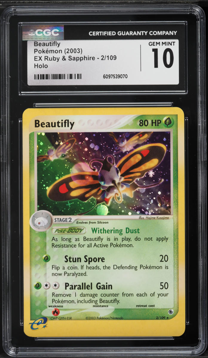 2003 Pokemon EX Ruby & Sapphire Holo Beautifly #2 CGC 10 GEM MINT