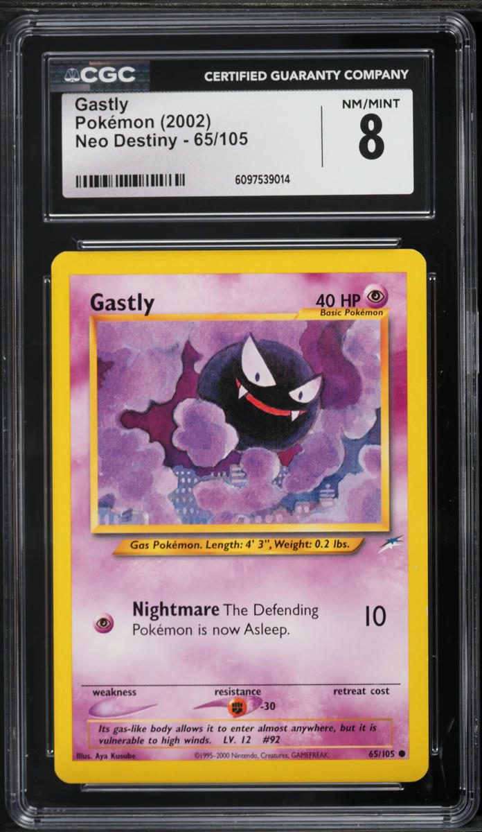 2002 Pokemon Neo Destiny Gastly #65 CGC 8 NM-MT