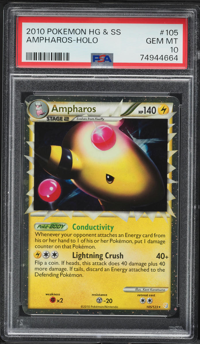 2010 Pokemon HeartGold & SoulSilver Holo Ampharos #105 PSA 10 GEM MINT