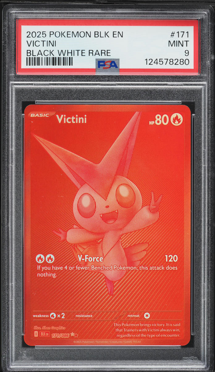 2025 Pokemon Scarlet & Violet Black Bolt White Rare Victini #171 PSA 9 MINT