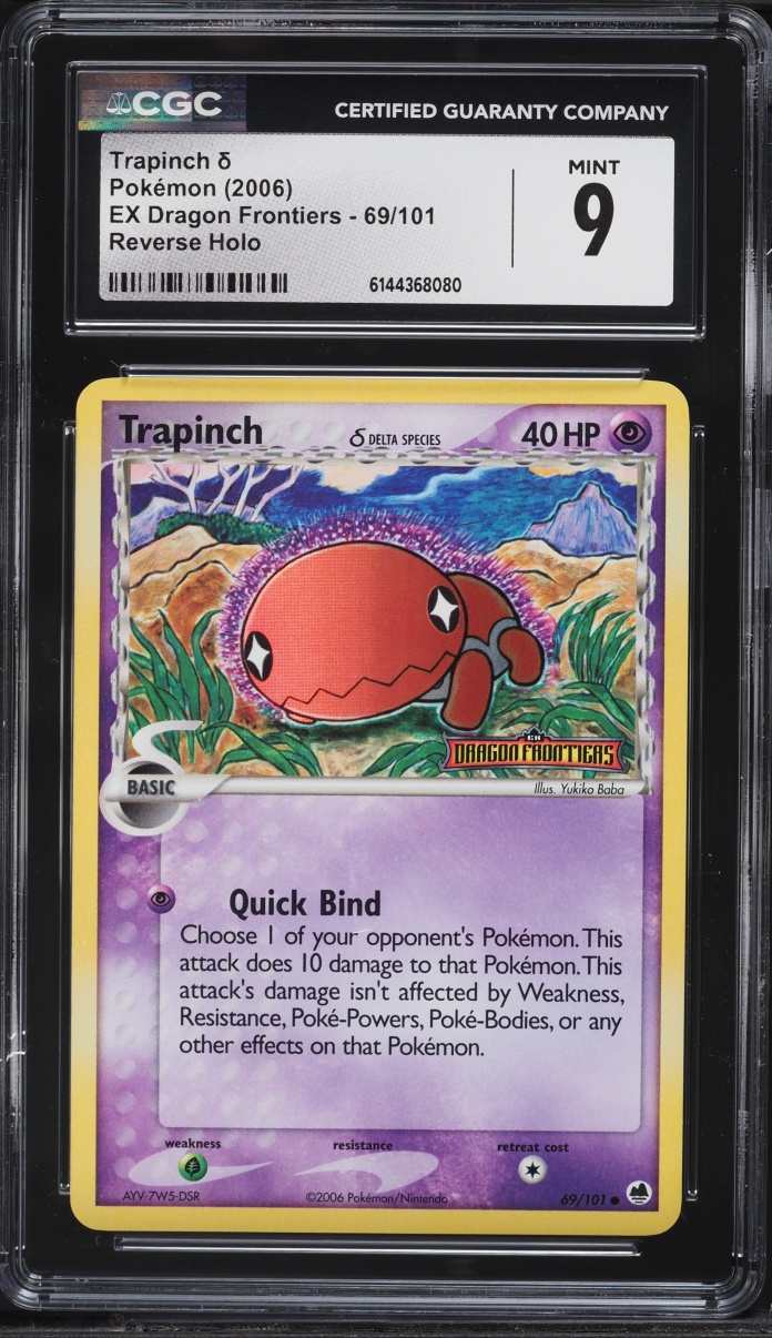 2006 Pokemon EX Dragon Frontiers Reverse Holo Trapinch #69 CGC 9 MINT