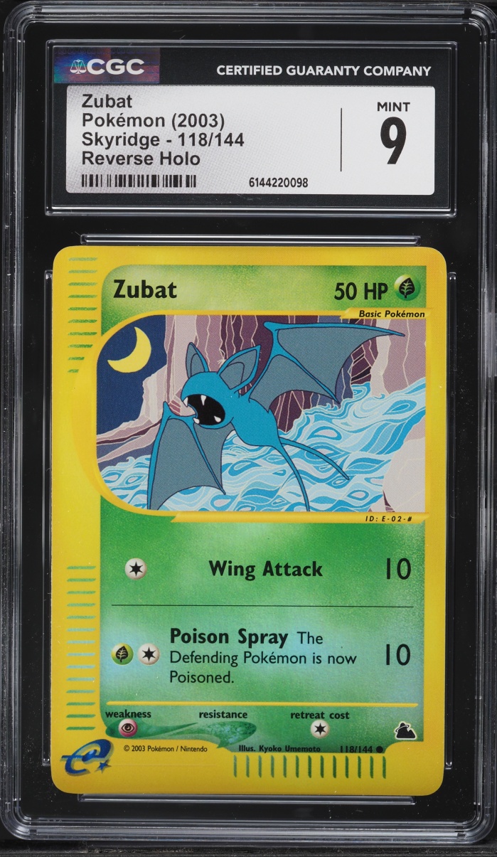 2003 Pokemon Skyridge Reverse Holo Zubat #118 CGC 9 MINT