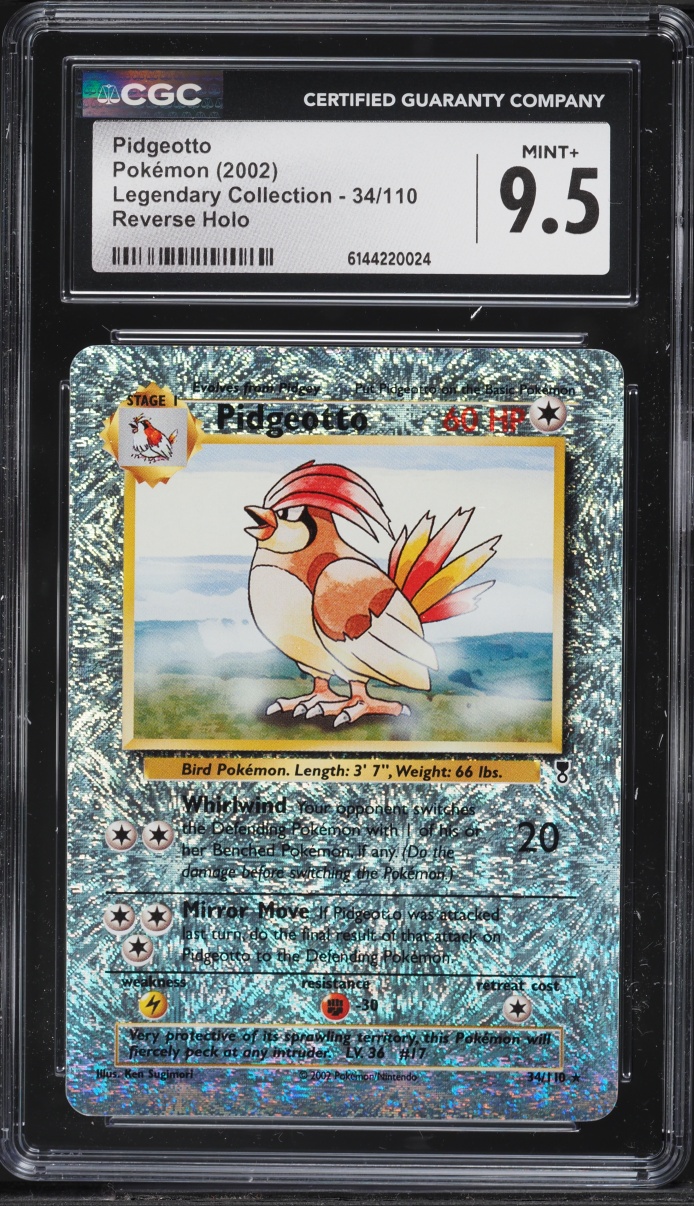 2002 Pokemon Legendary Collection Reverse Holo Pidgeotto #34 CGC 9.5 MINT+