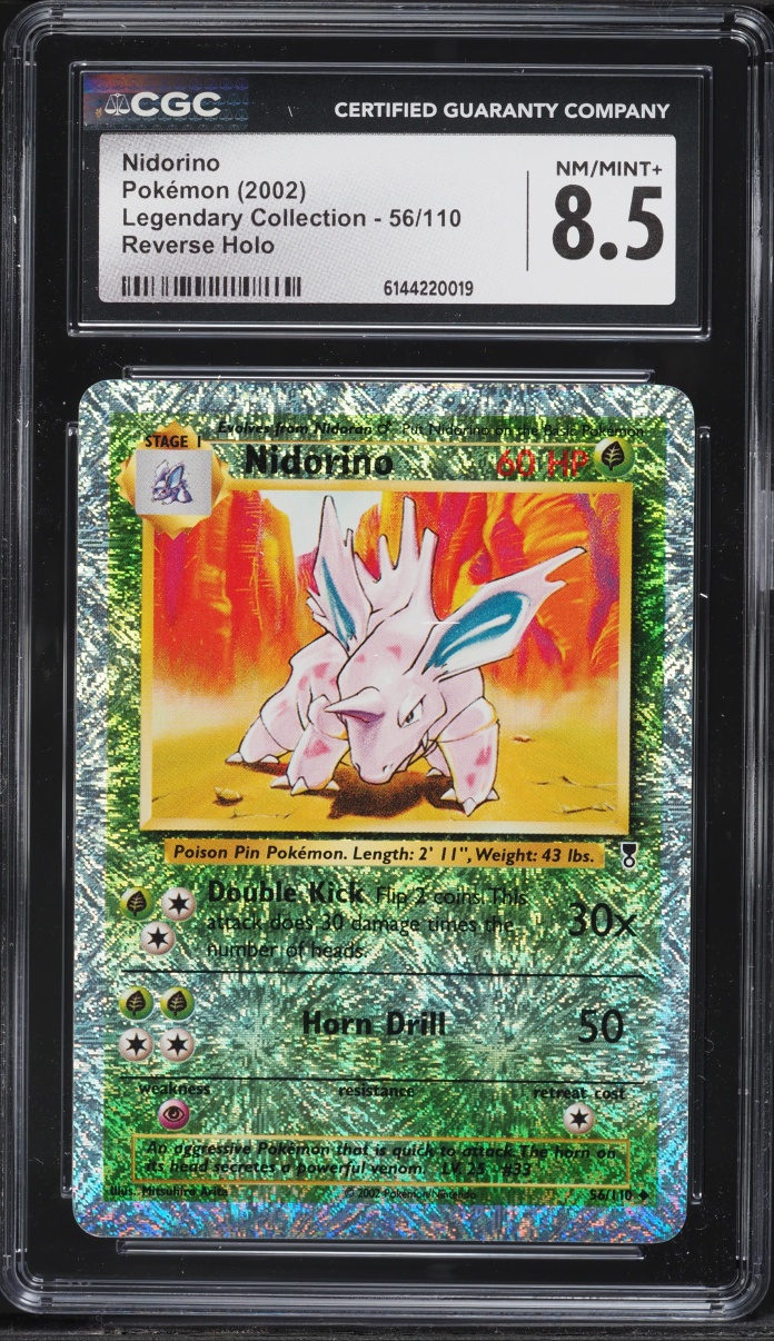 2002 Pokemon Legendary Collection Reverse Holo Nidorino #56 CGC 8.5 NM-MT+