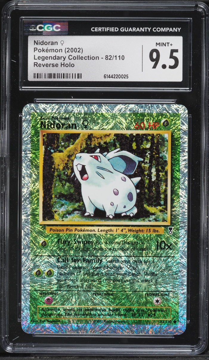 2002 Pokemon Legendary Collection Reverse Holo Nidoran #82 CGC 9.5 MINT+