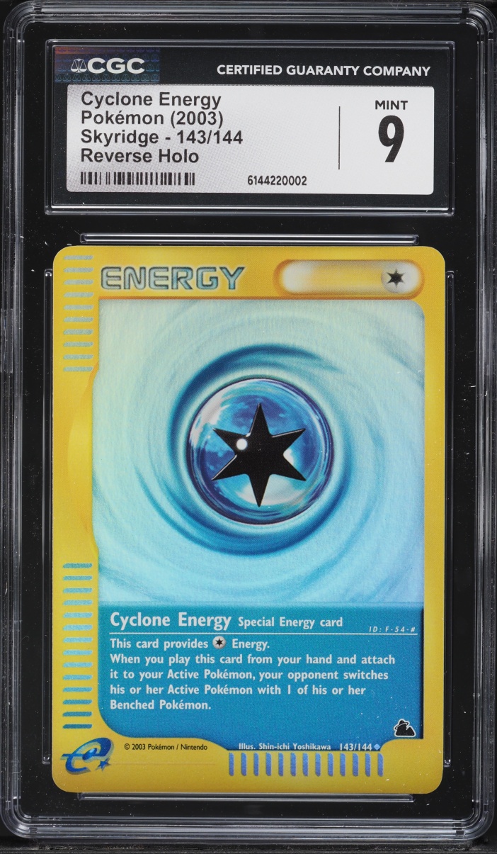 2003 Pokemon Skyridge Reverse Holo Cyclone Energy #143 CGC 9 MINT