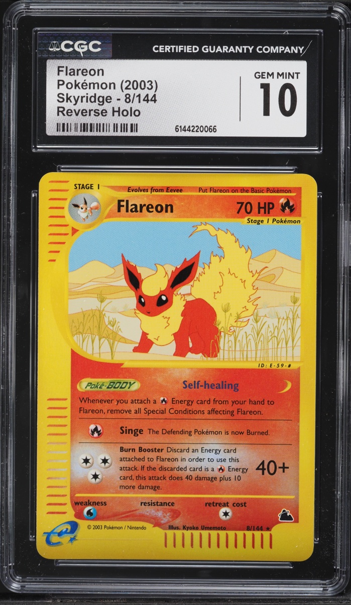 2003 Pokemon Skyridge Reverse Holo Flareon #8 CGC 10 GEM MINT
