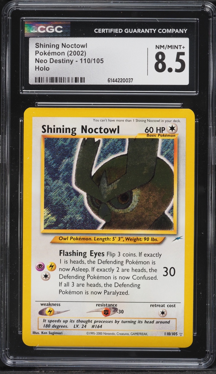 2002 Pokemon Neo Destiny Holo Shining Noctowl #110 CGC 8.5 NM-MT+