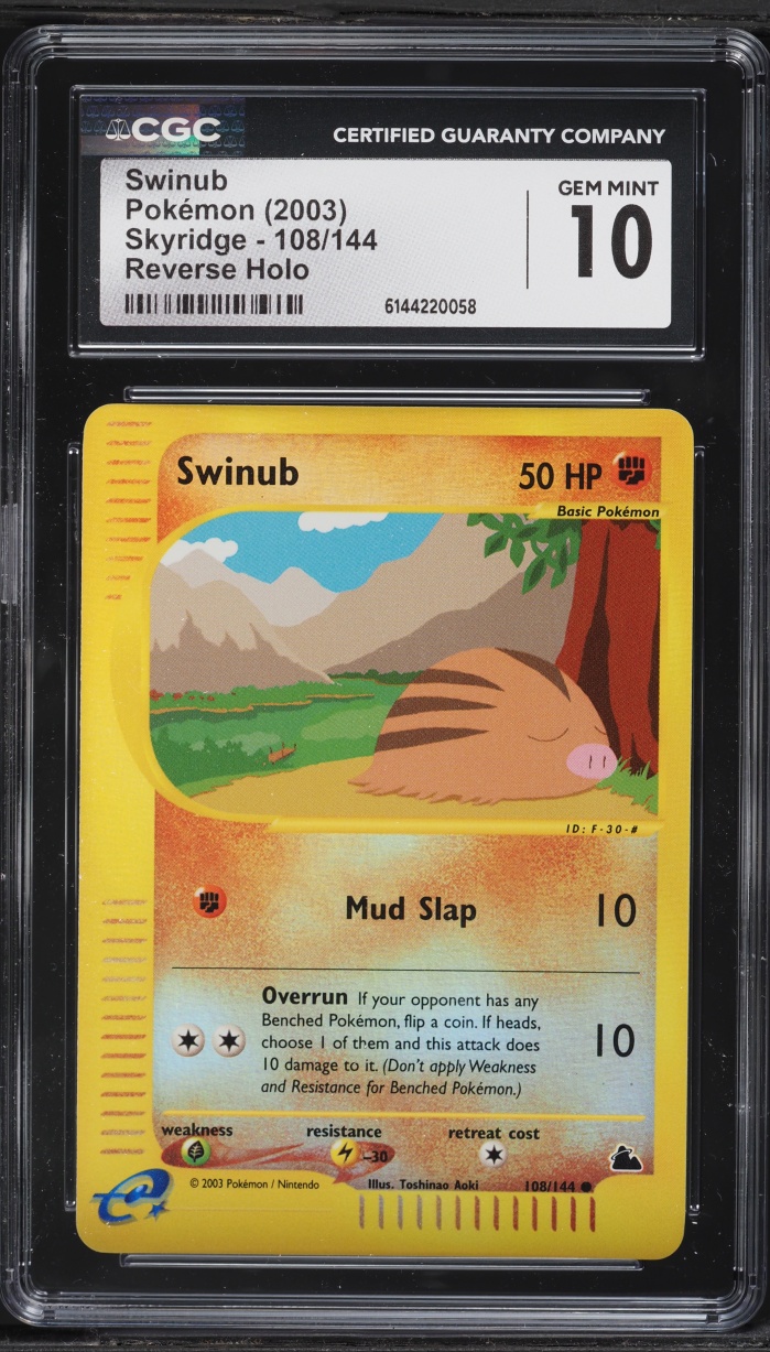 2003 Pokemon Skyridge Reverse Holo Swinub #108 CGC 10 GEM MINT