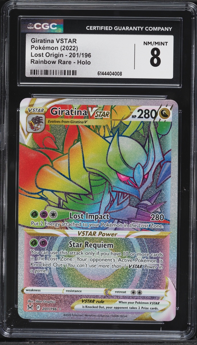 2022 Pokemon Sword & Shield Lost Origin Rainbow Rare Giratina VSTAR #201 CGC 8 NM-MT