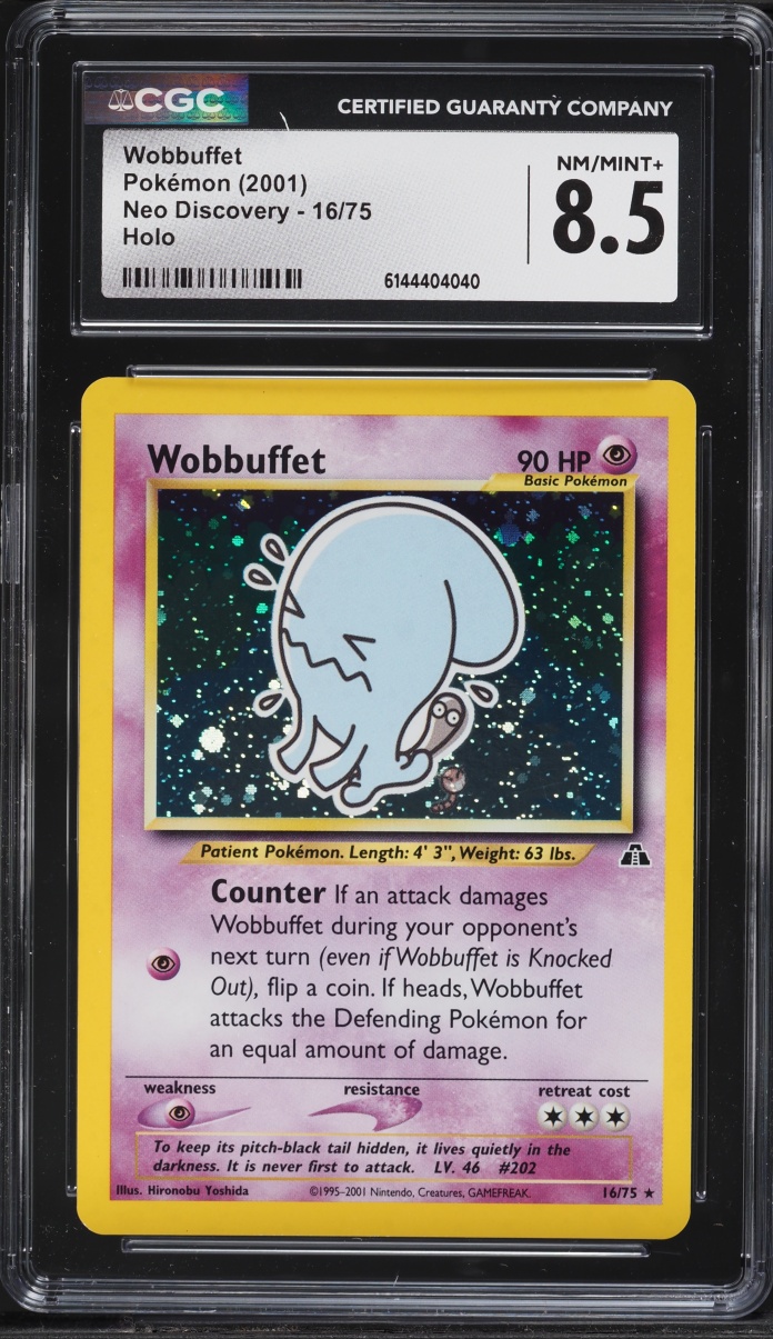 2001 Pokemon Neo Discovery Holo Wobbuffet #16 CGC 8.5 NM-MT+
