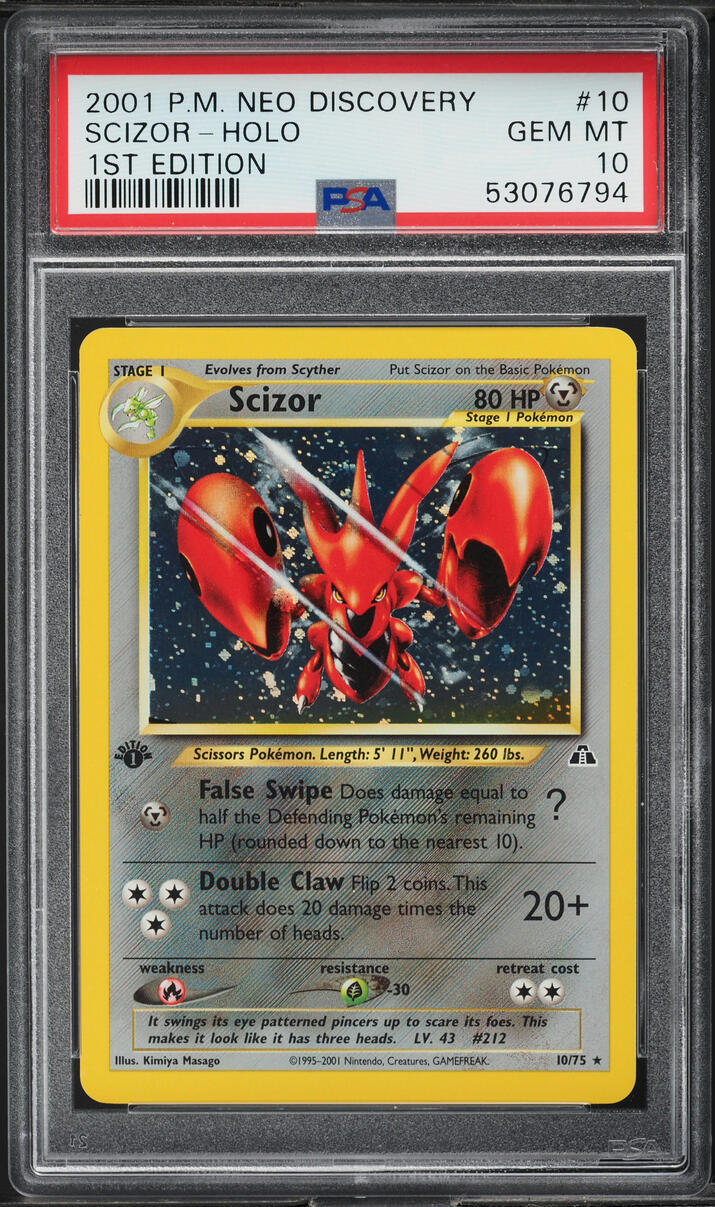 2001 Pokemon Neo Discovery 1st Edition Holo Scizor #10 PSA 10 GEM MINT
