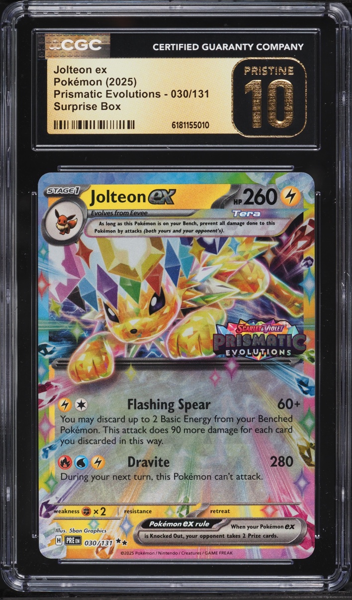 2025 Pokemon SV Prismatic Evolutions Surprise Box Holo Jolteon ex #30 CGC 10 PRISTINE