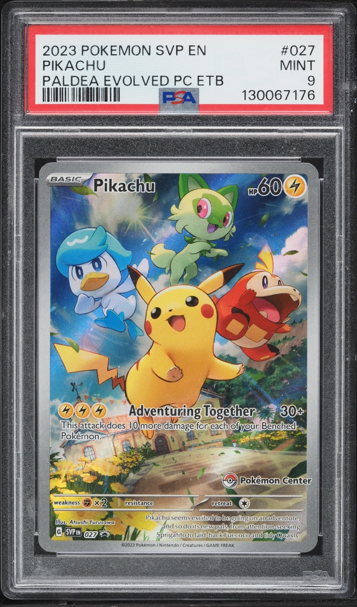 2023 Pokemon Scarlet & Violet Paldea Evolved Center ETB Full Art Pikachu #27 PSA 9 MINT
