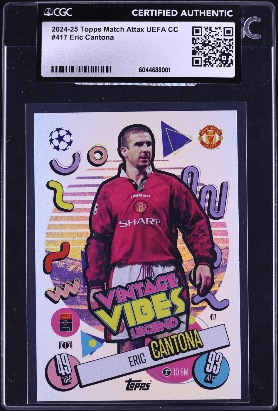 2024 Topps Match Attax UEFA CC Eric Cantona #417 CGC AUTH