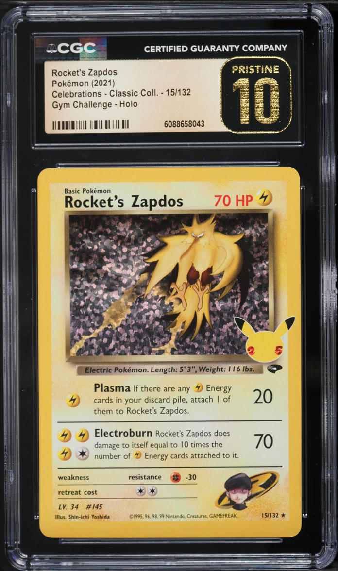 2021 Pokemon SWSH Celebrations Classic Collection Holo Rocket's Zapdos #15 CGC 10 PRISTINE