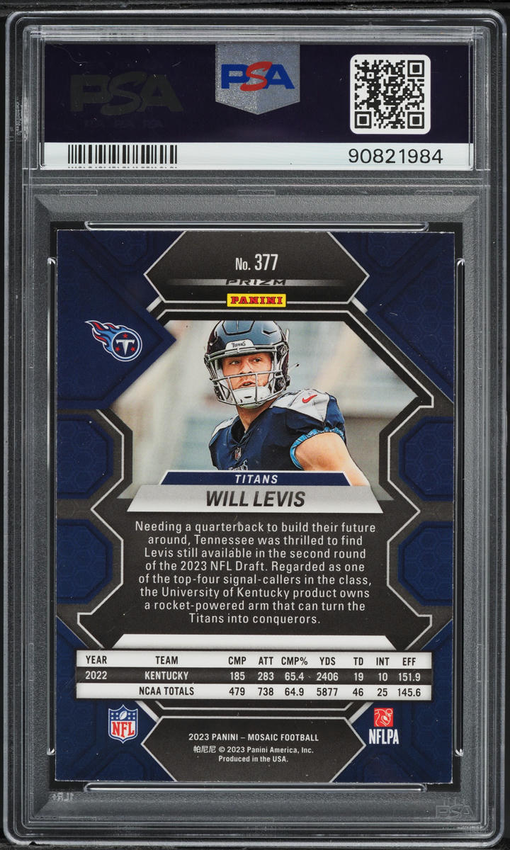 2023 Panini Mosaic Green Prizm Will Levis ROOKIE #377 PSA 9