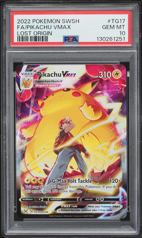2022 Pokemon Sword & Shield Lost Origin TG Pikachu VMAX #TG17 PSA