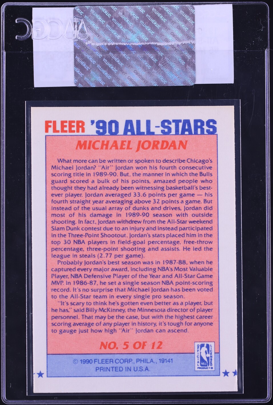 1990 Fleer All-Stars Michael Jordan #5 CGC AUTH