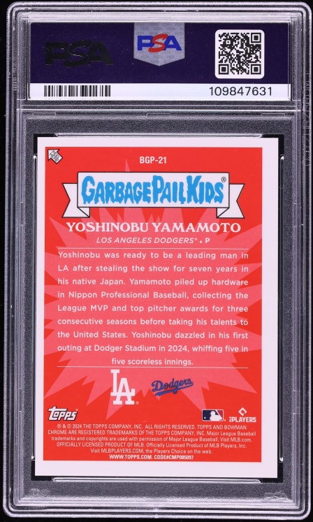 2024 Bowman Chrome Mega Box Bowman GPK Dodging Yamamoto ROOKIE #21 PSA 9 MINT
