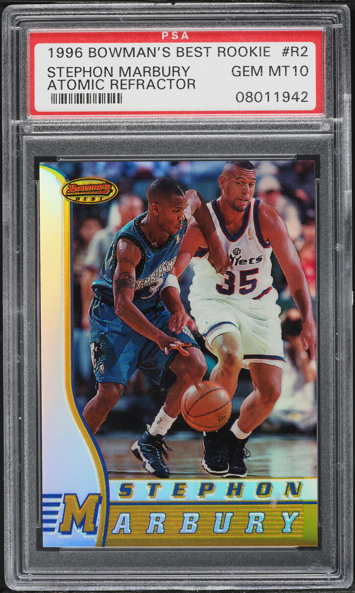 1996 Bowman's Best Refractor Stephon Marbury ROOKIE #R2 PSA 10 GEM MINT
