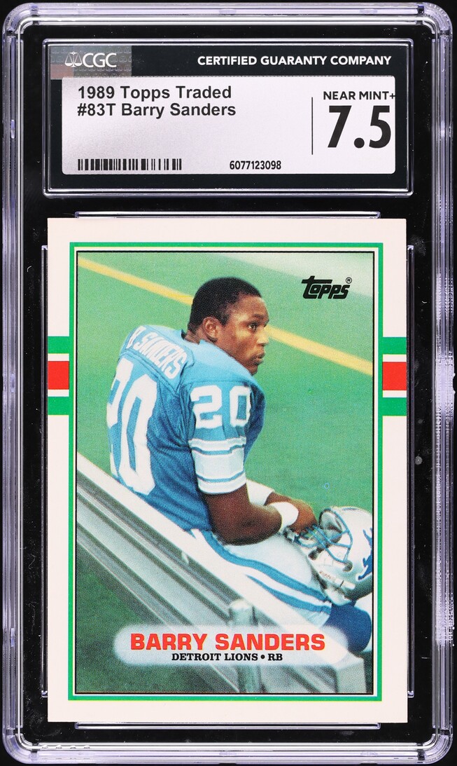 1989 Topps Traded Barry Sanders ROOKIE #83T CGC 7.5 NRMT+