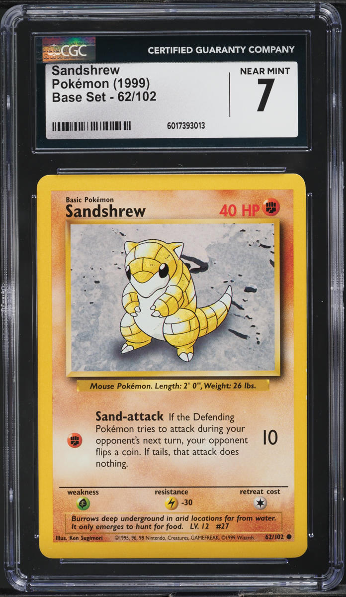 1999 Pokemon Base Set Sandshrew #62 CGC 7 NRMT