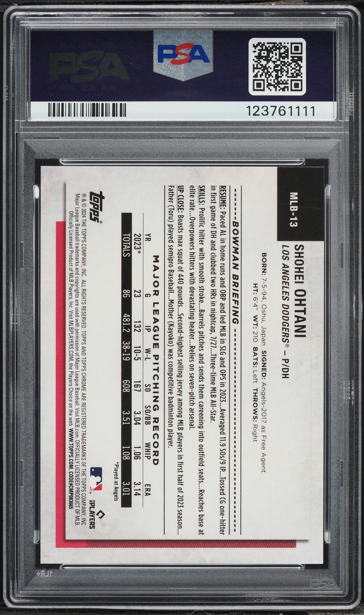2024 Topps NSCC Silver Pack Veterans & Rookies Orange Shohei Ohtani /25 #13 PSA 10 GEM MINT